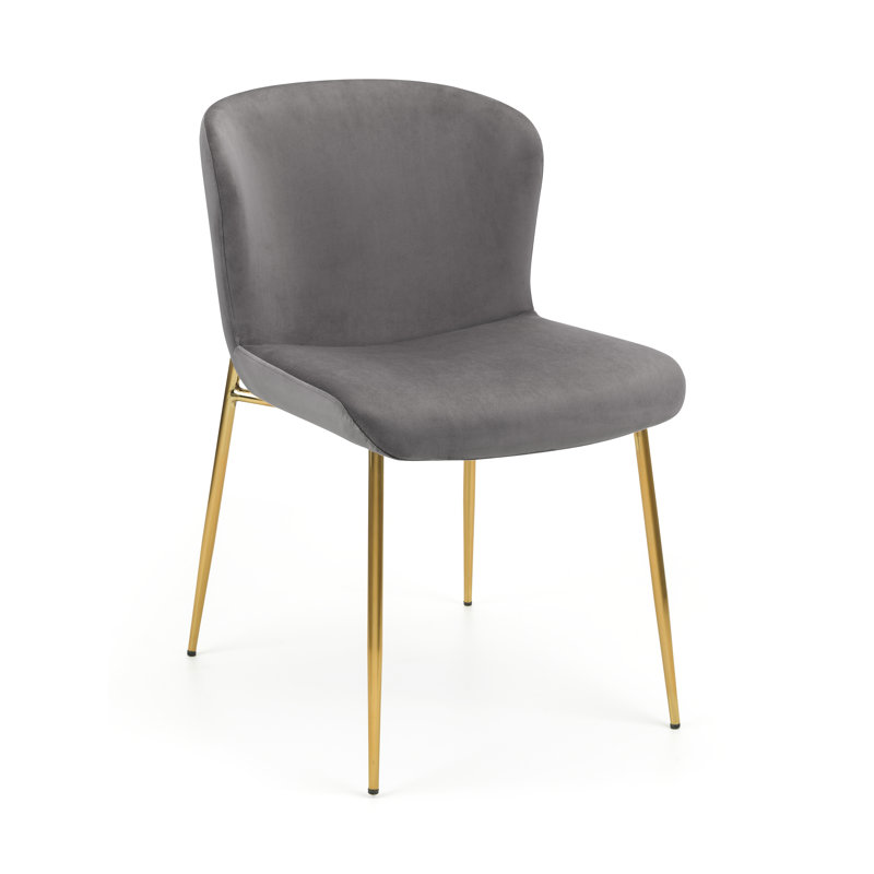 Gerson 47cm H Velvet Upholstered Side Chair, Grey