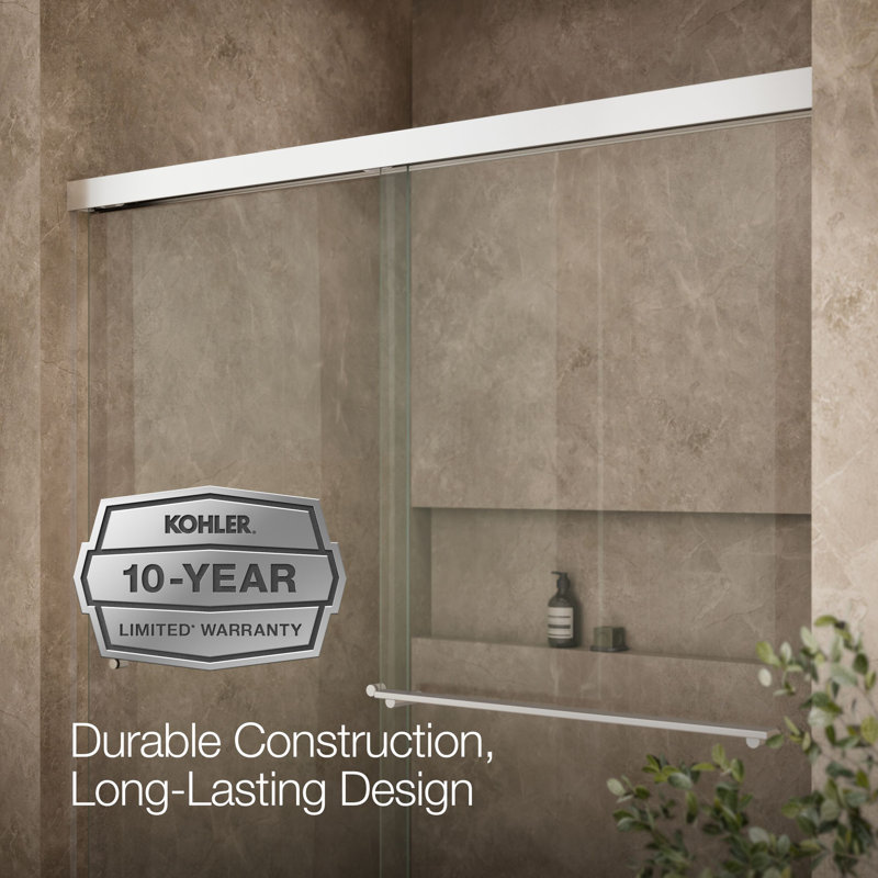 Revel 59.63" x 70" Double Sliding Shower Door with CleanCoat® Technology, Bright Polished Silver, Crystal Clear