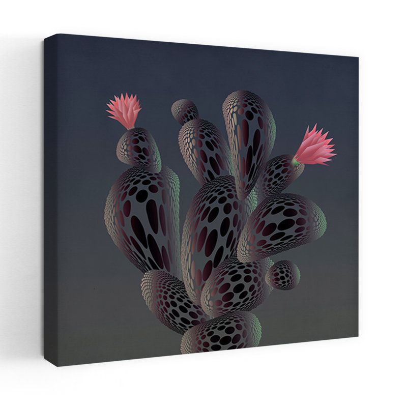 Art contemporain, art abstrait, géométrique audacieux, nature, cactus, H 18 po x l 18 po