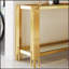 Console en verre trempé double couche supérieure et inférieure avec cadre en acier inoxydable à finition miroir pour un décor moderne