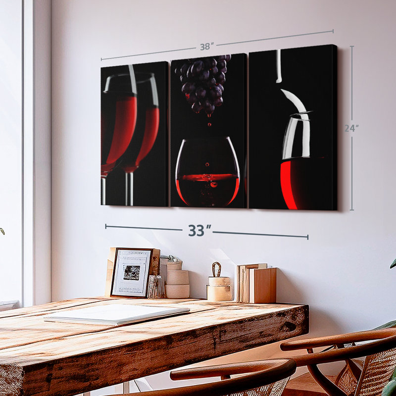 «Red Wine Life», 3 pièces, H 24 po x l 38 po