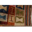 Tapis beige / vert en laine noué à la main de conception unique 6 pi 11 po x 9 pi 9 po New Age