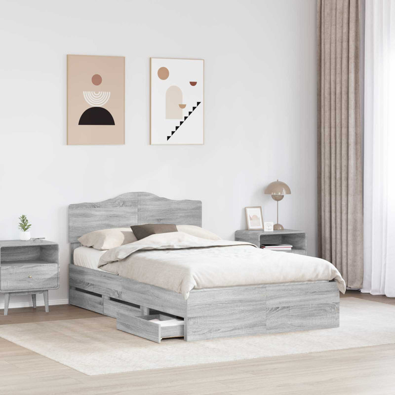 Bed Frame, Small Double (4'), Grey Sonoma