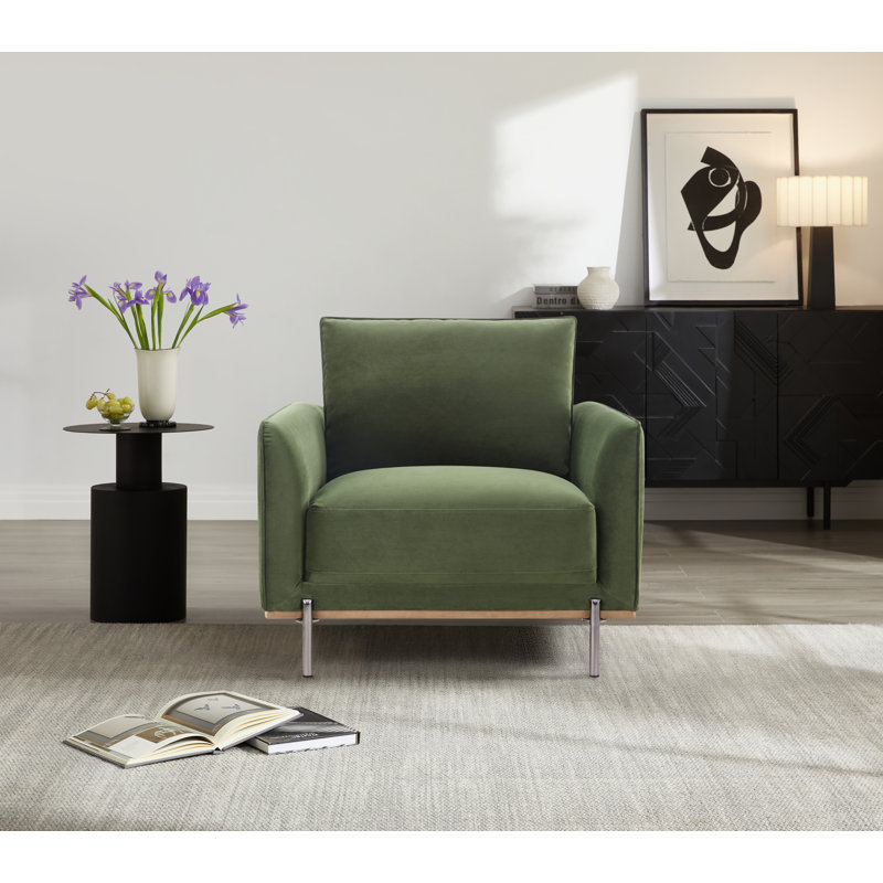  Jay Upholstered Square Arm Accent Chair with Metal Legs