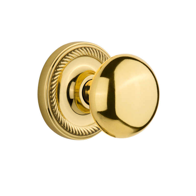 Rosette en corde avec bouton de porte New York, Laiton poli