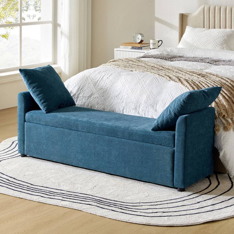 Banc de rangement Aristides, Chenille bleu