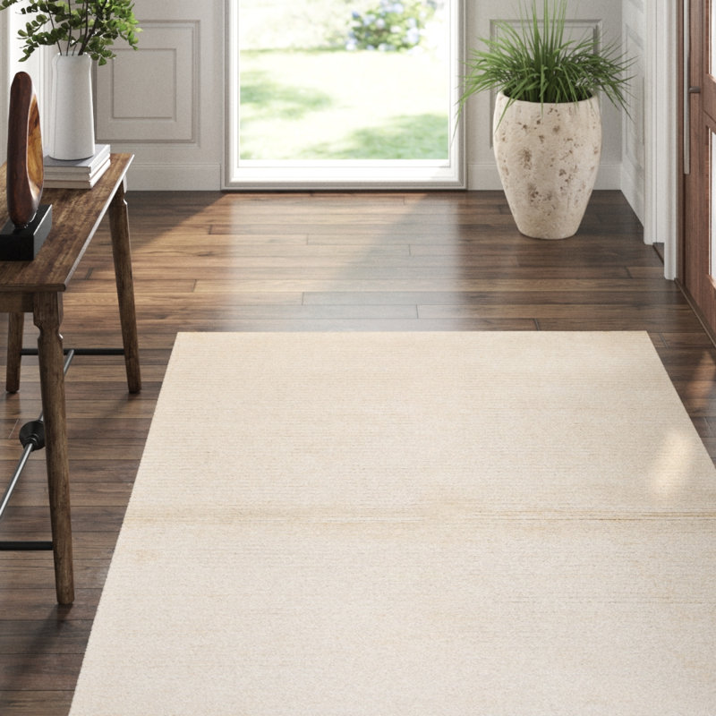 Hand-Knotted High-Quality Ivory Area Rug