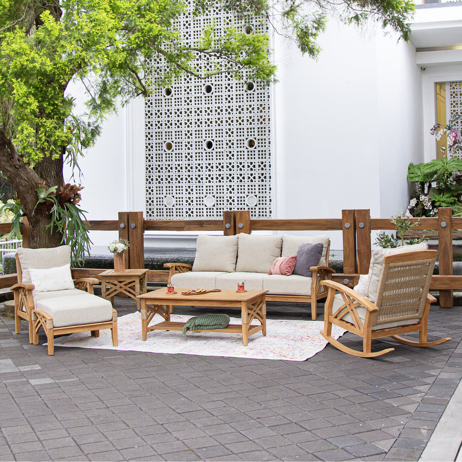Cotesfield 5-Person Patio Seating Group, Tan