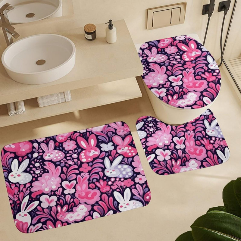 Tapis de douche orange orange pour chat 3 pièces Leisure Den, Dark Pink, Animals