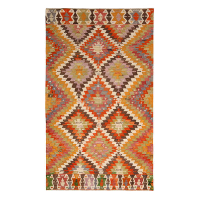 Rug & Kilim One-of-a-kind Hand-knotted 1950s Kilim Yellow/orange/brown 5'3" X 6'4" Wool Area Rug In Brown;yellow;orange