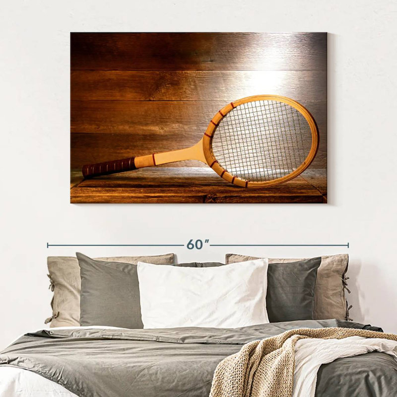 Raquette de tennis rétro Sireci, H 34 po x l 51 po