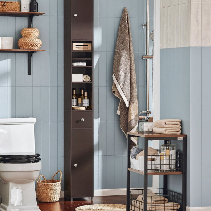 Munford Freestanding 20cm W Linen Cabinet, Brown
