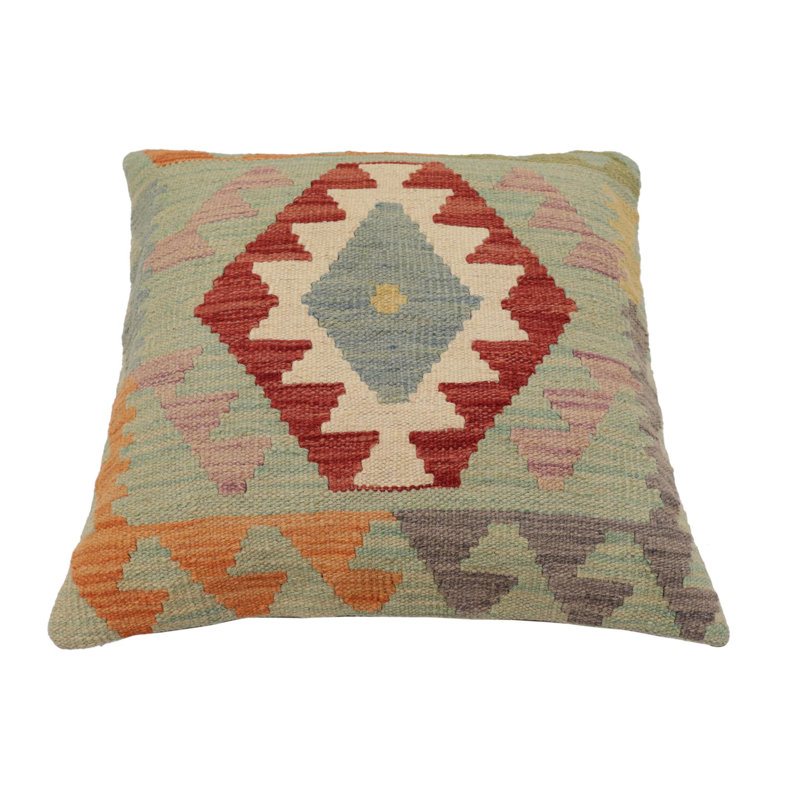 Coussin kilim tissé à la main Southwestern Marsh, H 20 po x l 20 po, Bleu / rouge / beige / orange