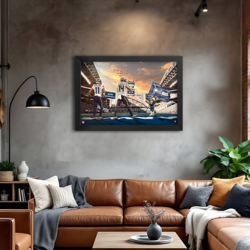Impression encadrée 14" x 20" des Seahawks de Seattle (NFL) - 2 joueurs, NFL Seattle Seahawks