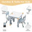 Ensemble de table et de chaises réglables en hauteur pour enfants - Tableau blanc multi-activités avec motif graffiti - Pieds antidérapants - Idéal pour jouer, bricoler et manger - Gris pâle, format standard américain-2041807839