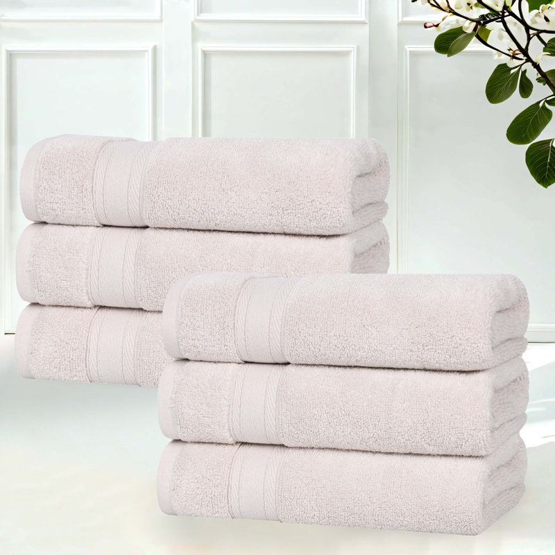 Belmont Zero Twist Cotton Medium Weight Soft Absorbent, Silver, Hand Towel - 6 Pack