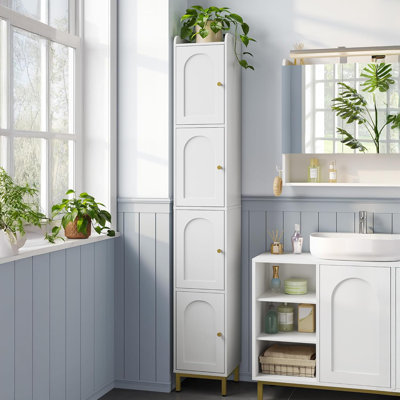 Armoire de rangement étroite étroite à 4 niveaux avec 4 pieds réglables et tablettes
