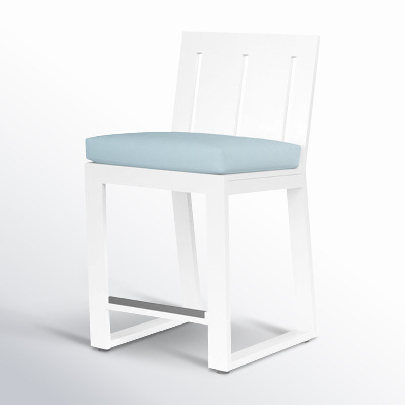 Tabouret de bar avec coussin Camela, Toile horizon Sunbrella®, Tabouret de bar (siège d'une hauteur de 26 po)