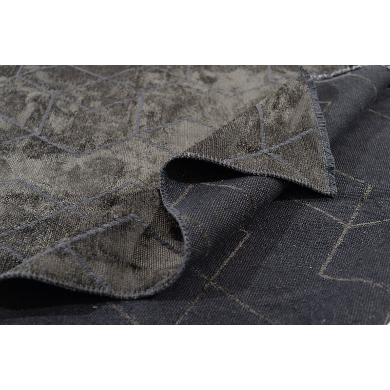 Rapture Gray/Black Geometric Luxury Area Rug, Rectangle 7'10" x 11'2"