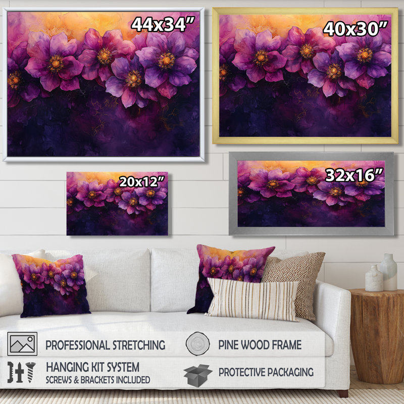 Dahlia vif lavande Dreamscape III - impressions sur toile Dahlia, Reproduction encadrée d'une seule photo, H 30 po x l 40 po