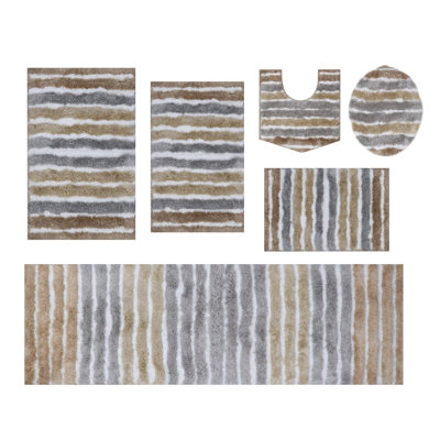 Bathroom Rugs Set of 6, Ultra Soft Microfiber Mats, Absorbent & Quick Drying, Non-Slip Rubber Backing, Machine Washable Bathroom Mats, Sink, Toilet Linen