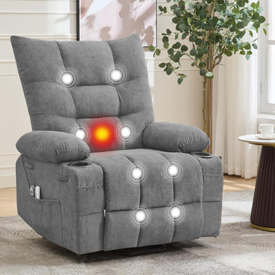 Power Lift Recliner Chair with Massage & Heat - 45° Stand Assist, Compact Swivel Rocker for Elderly, Cup Holders Included by Latitude Run