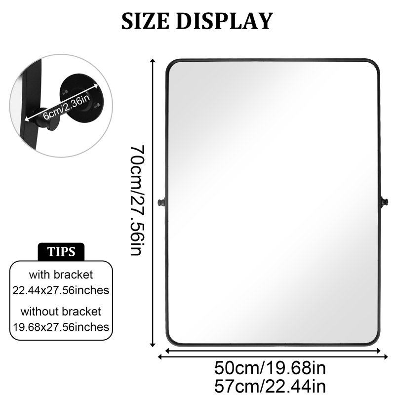 Aluminum Frame Pivot Wall Mirror, 70 Cm H x 50 Cm W