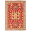 Tapis rouge en laine noué à la main de conception unique 6 pi 6 po x 9 pi 9 po Haylo