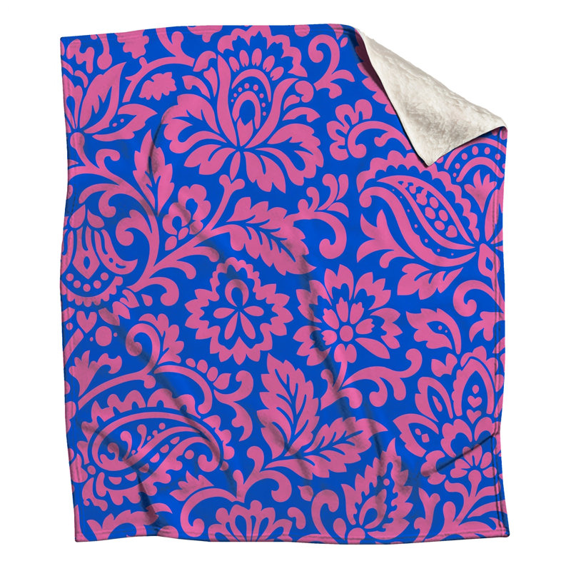 Couvertures damassées florales roses, 50in W x 60in H