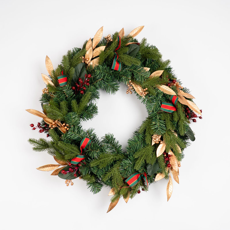 60cm Faux Traditional Wreath with Leaves