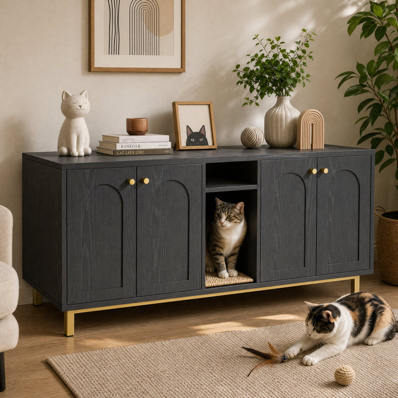 Enceinte de litière cachée pour chat avec bloc-notes pour chat