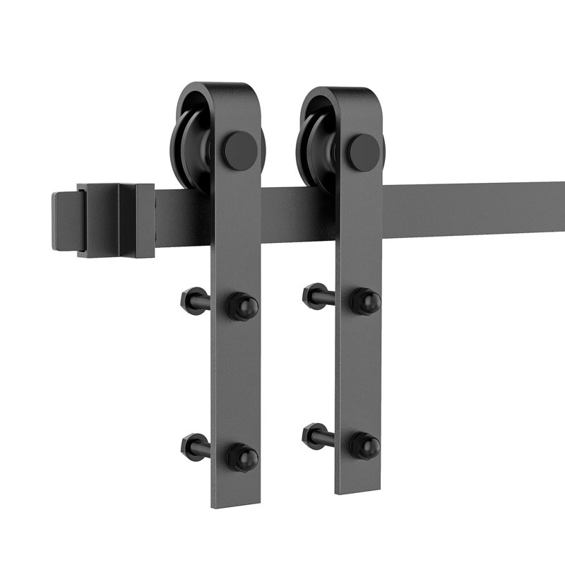 Black Matte Carbon Steel Sliding Barn Door Hardware Kit, 108 in.