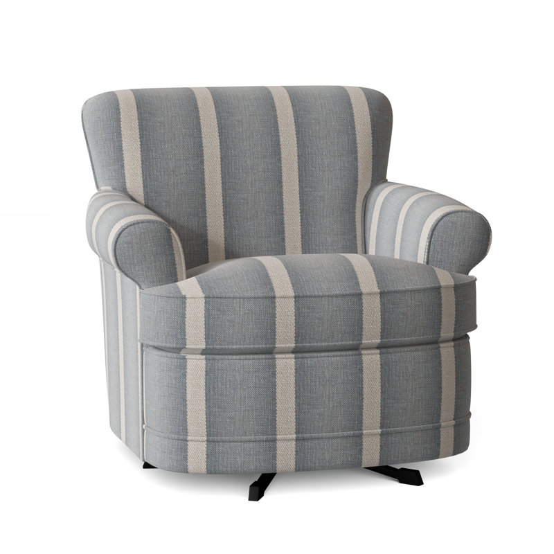 Maxton Upholstered Swivel Armchair, Light Blue and White Stripe; 0256-54