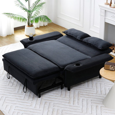 Lit multifonctionnel de 65,47 pouces de couleur noire à rayures, convient aux appartements compacts à rayures, confort réglable