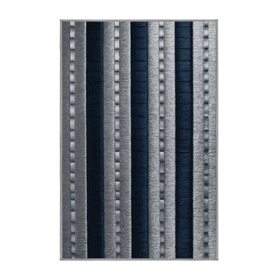 Machine Washable Checkered Gray Area Rug
