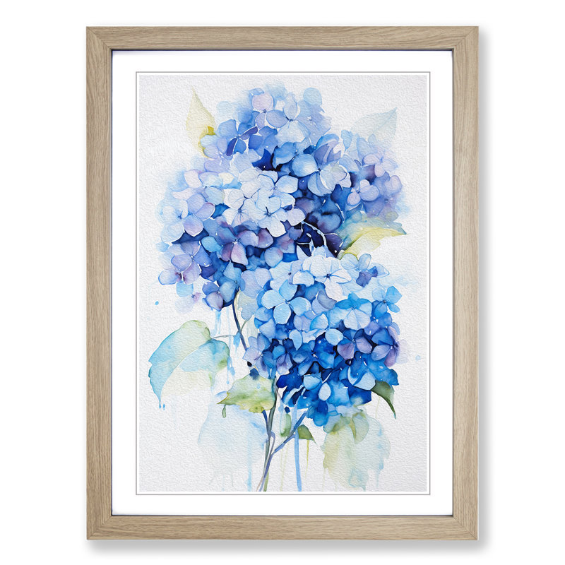 Hydrangea Gestural No.2 - Framed Print, 46cm H x 34cm W x 2cm D, Oak