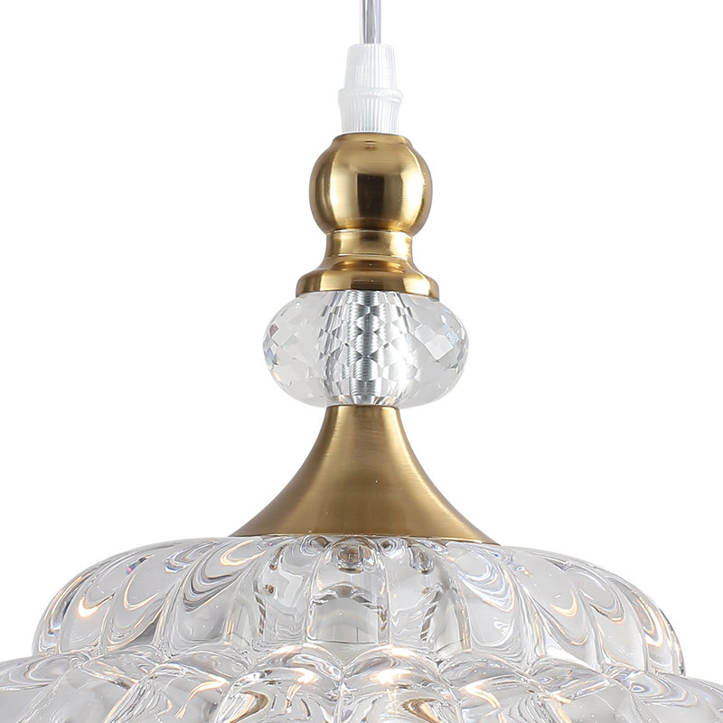 Luminaire suspendu en verre 1 lumière, Doré