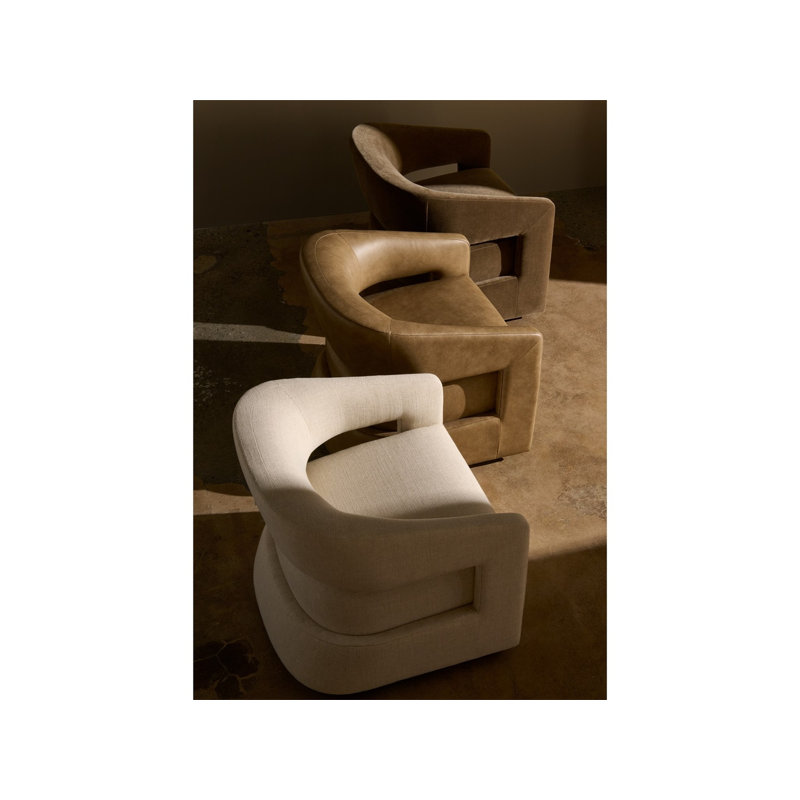 Universal Upholstery Upholstered Swivel Chair, Cream Polyester Blend/Linen/Rayon / Viscose