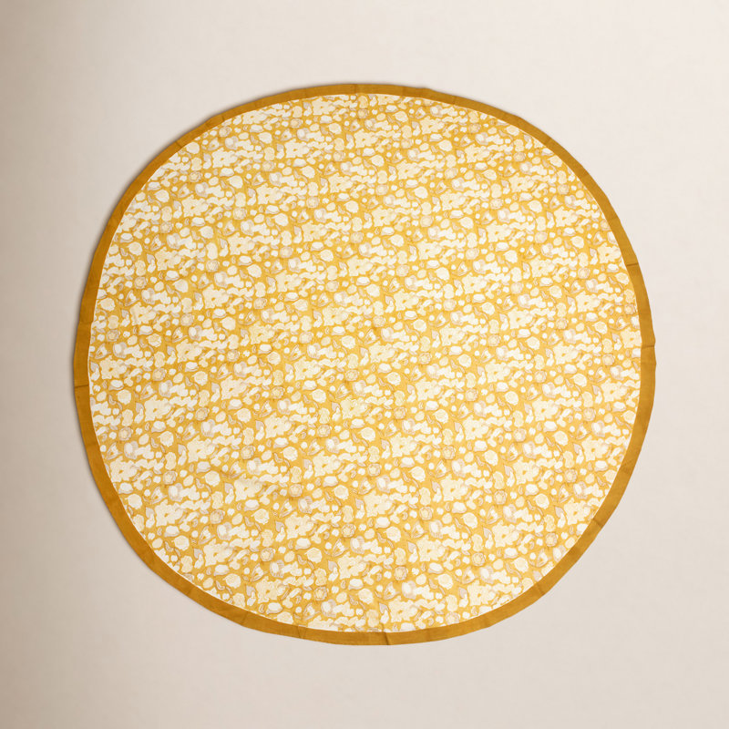 Bryssa Tablecloth - Round, 70" x 70", Mustard/Gray
