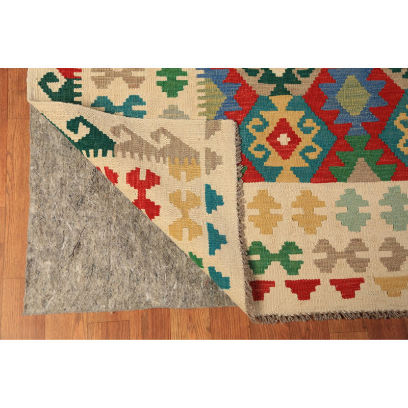 Tapis géométrique en laine réversible 8 x 11
