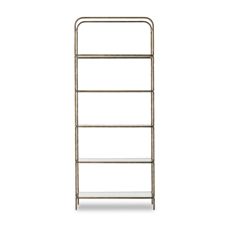 Swinton Etagere Bookcase, Hammered Aged Brass