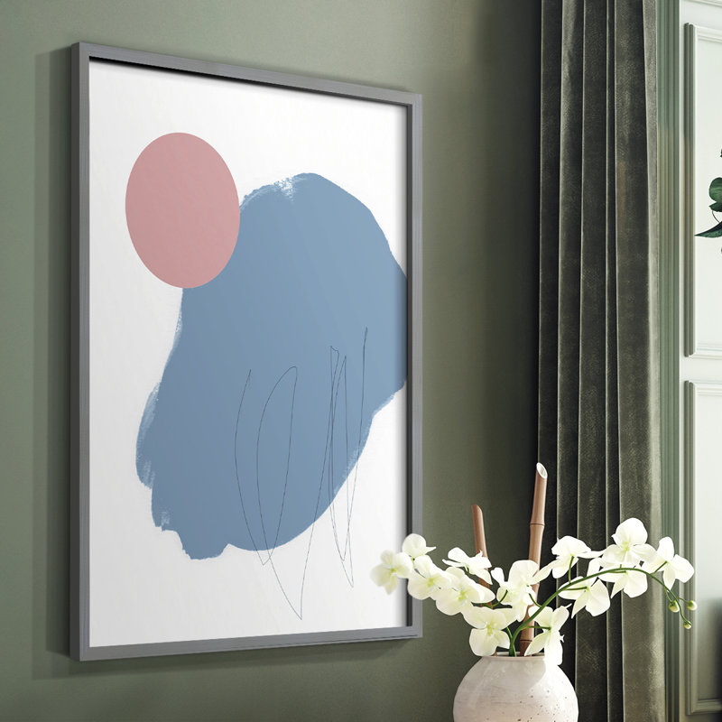 Elementary Abstract I Framed Print - Solid Wood, 14" H x 11" W, Black Single Picture Framed