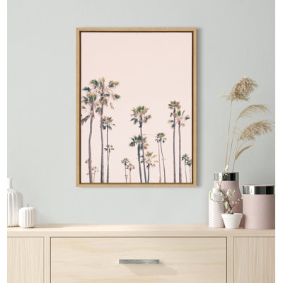 Pink Palm Tree Paradise by Caroline Mint Framed Canvas Wall Art Print