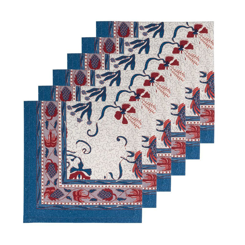 Clowe Floral Square Napkin, Blue/Red