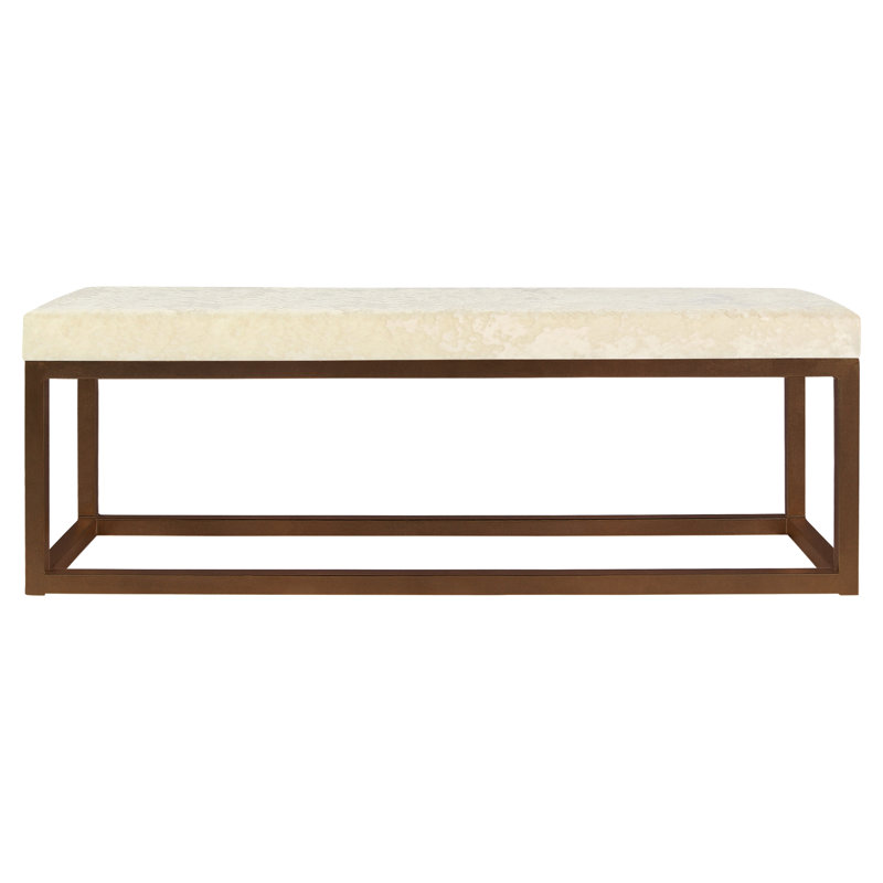 Banc avec revêtement, Laiton brun / ivoire