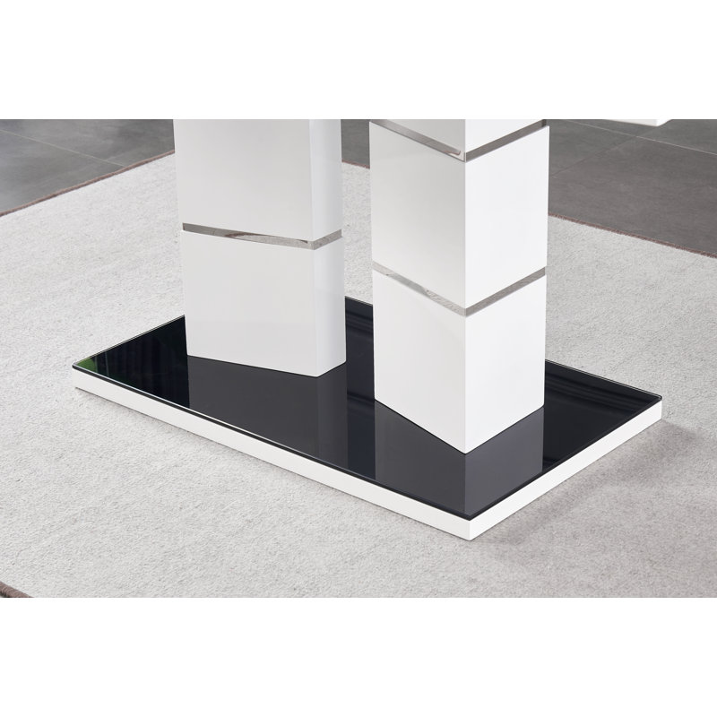 4 - Person Dining Set, Black, Black/White