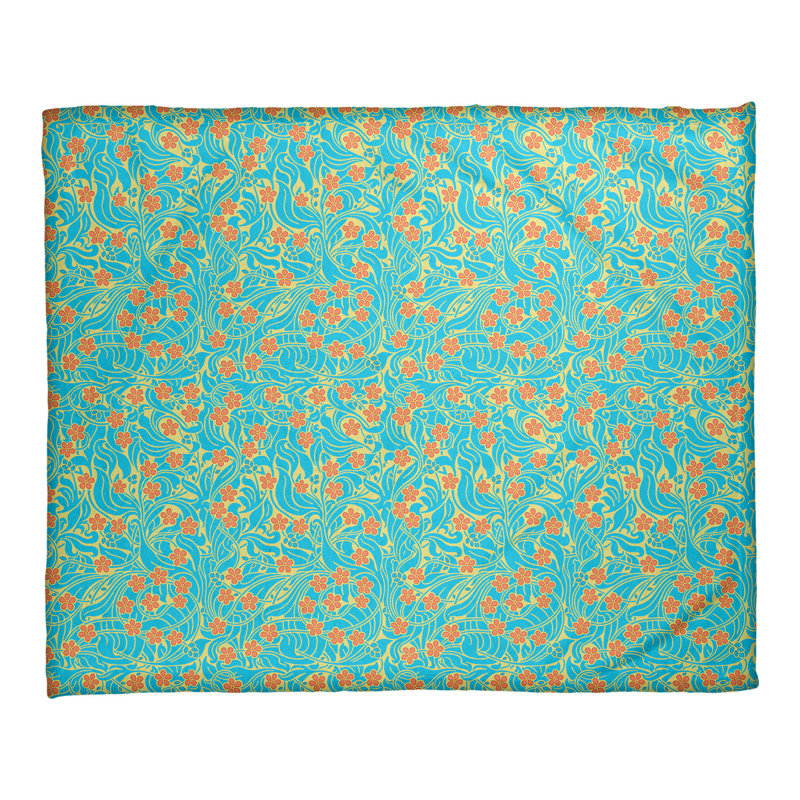 Couverture florale Katelyn Elizabeth Swirly, L 52,5 po x L 62,5 po, Jaune, bleu et orange