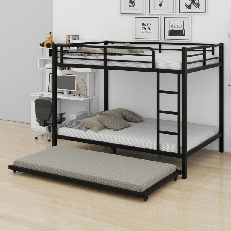 Metal Bunk Bed With Trundle, Full over Full