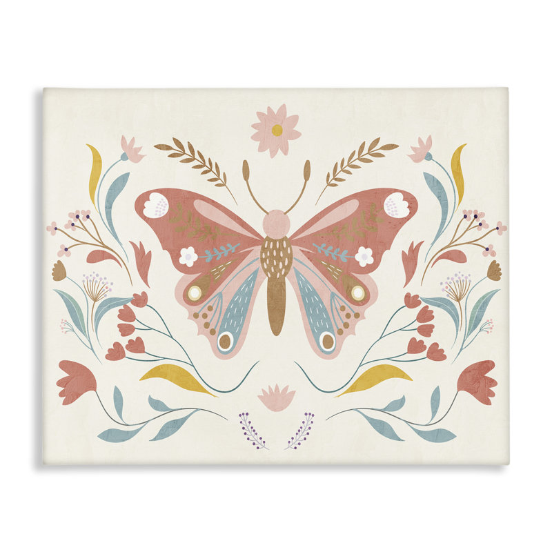  «Boho Folk Butterfly», art mural sur toile par Kim Allen, H 30 po x l 40 po