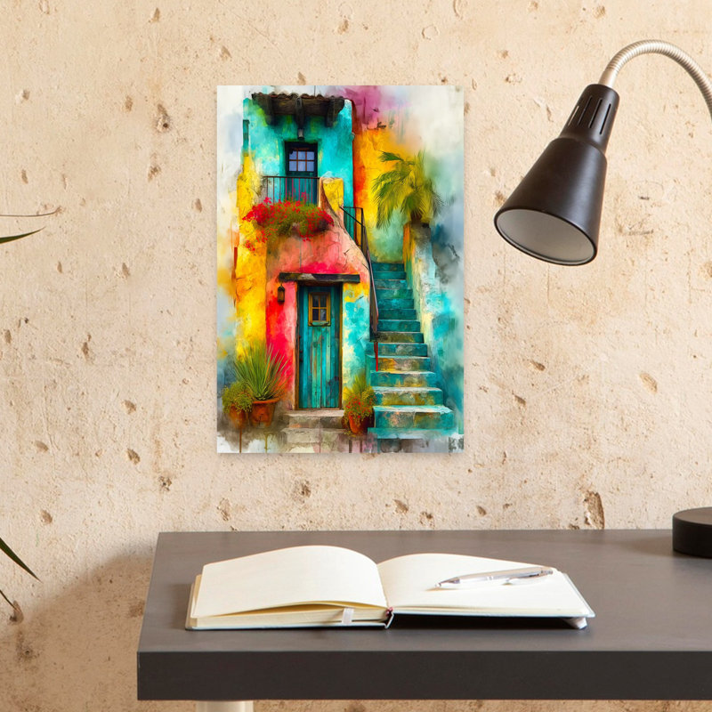 Art mural tropical coloré avec marches colorées, H 18 po x l 12 po